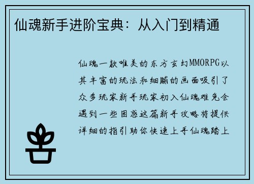 仙魂新手进阶宝典：从入门到精通
